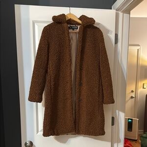 J. Crew Brown Teddy Jacket Plush Mid-Length